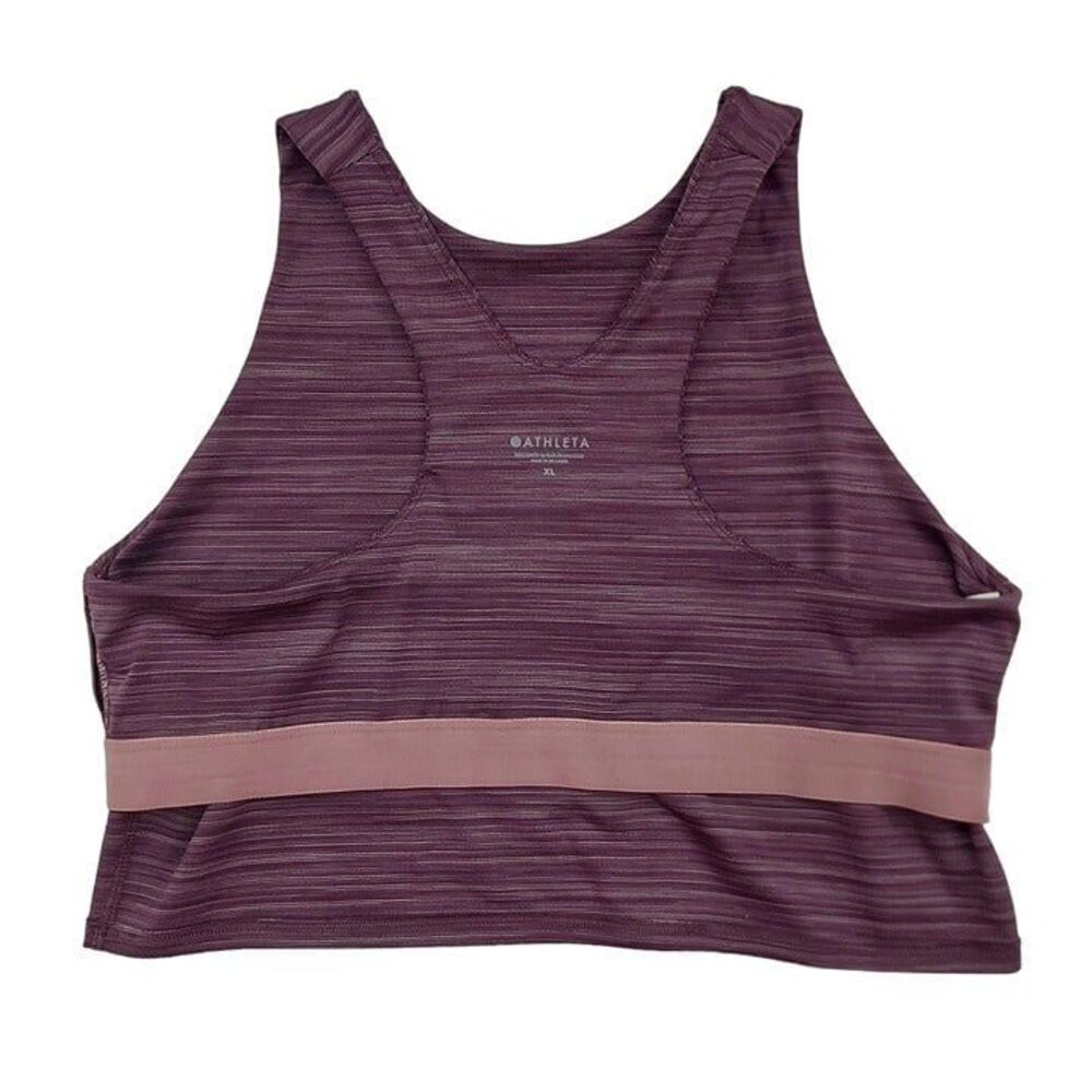 Athleta Space Dye Crop Top Womens XL Purple Marled Racerback Gym Performance - Picture 7 of 12